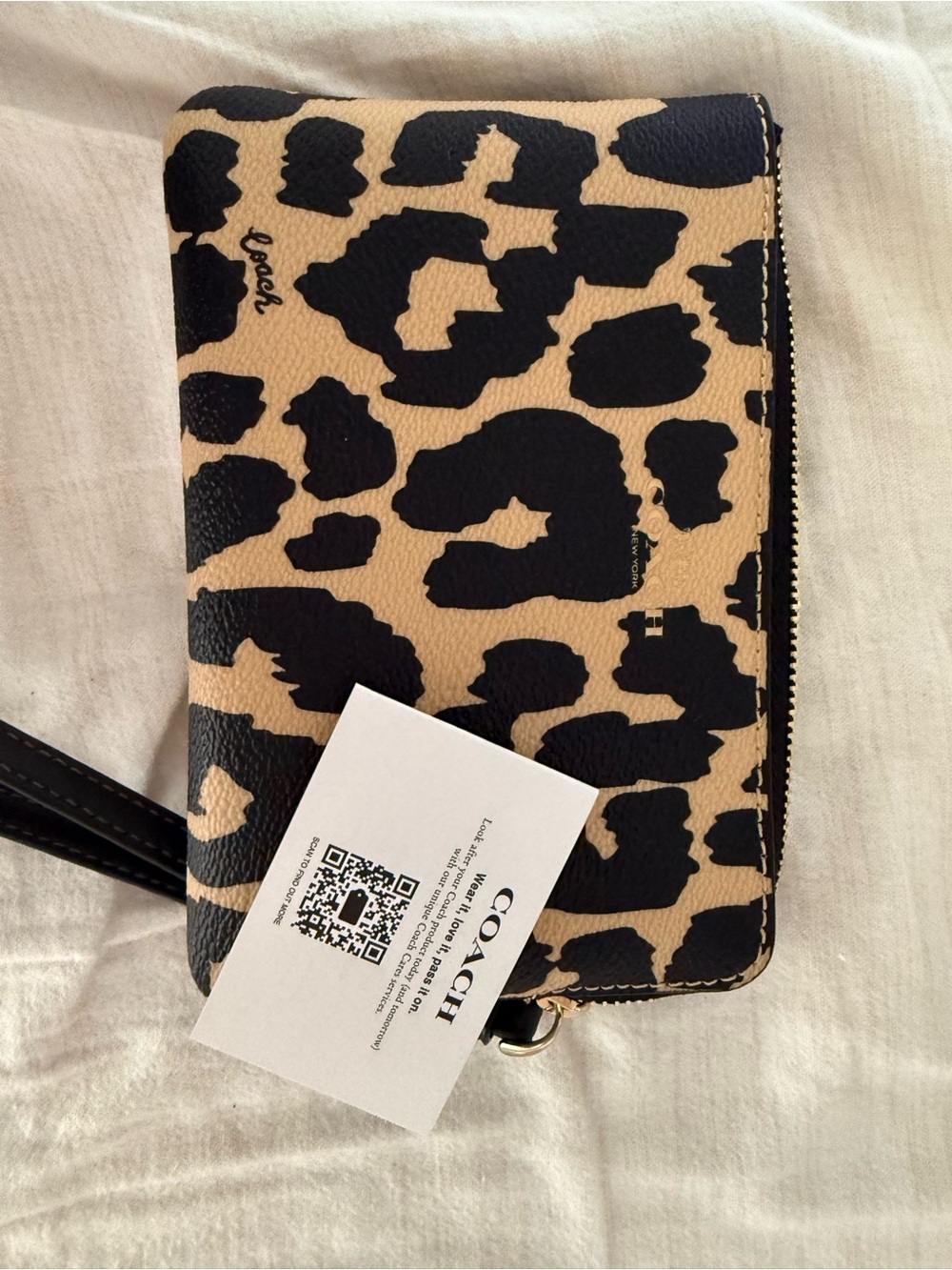 Coach Leopard Print Clutch in Beige and Black